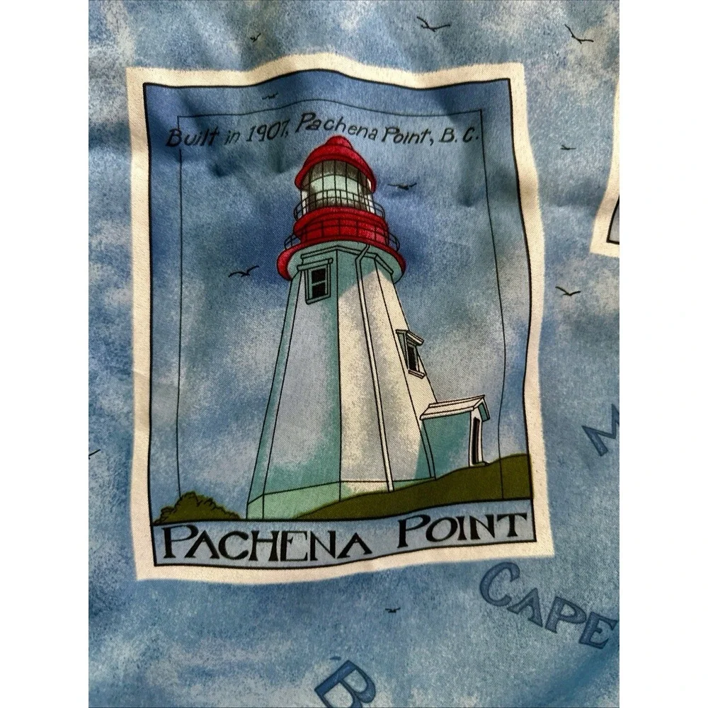 VTG Daisy Kingdom Lighthouse Cape Cod Nautical Blue Coastal Shower Curtain
